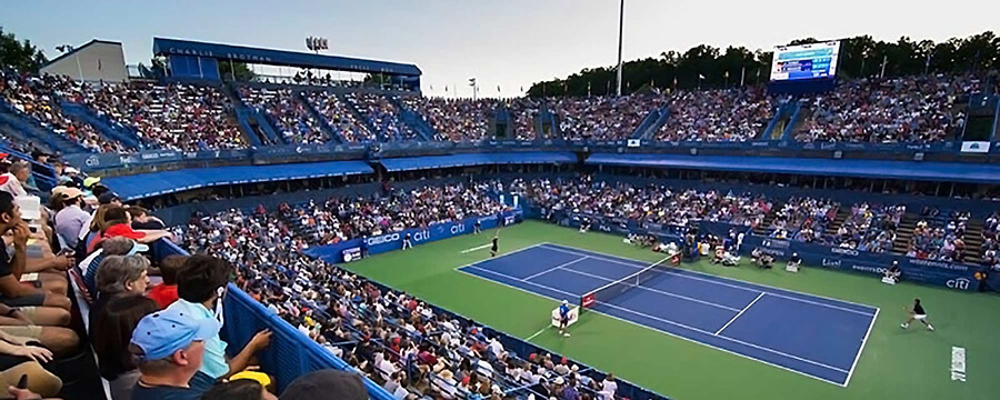 Citi Open case study - view of a tennis stadium filled with tournament spectators