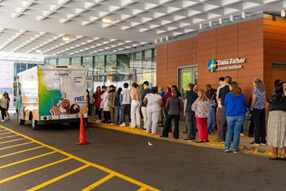 Photos courtesy of Astound Broadband of Dana-Farber healthcare staff enjoying an ice cream from the Astound Broadband Ice Cream truck