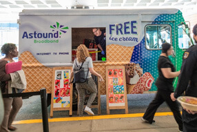 Photos courtesy of Astound Broadband of Dana-Farber healthcare staff enjoying an ice cream from the Astound Broadband Ice Cream truck