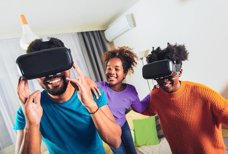 Family enjoys VR gaming together