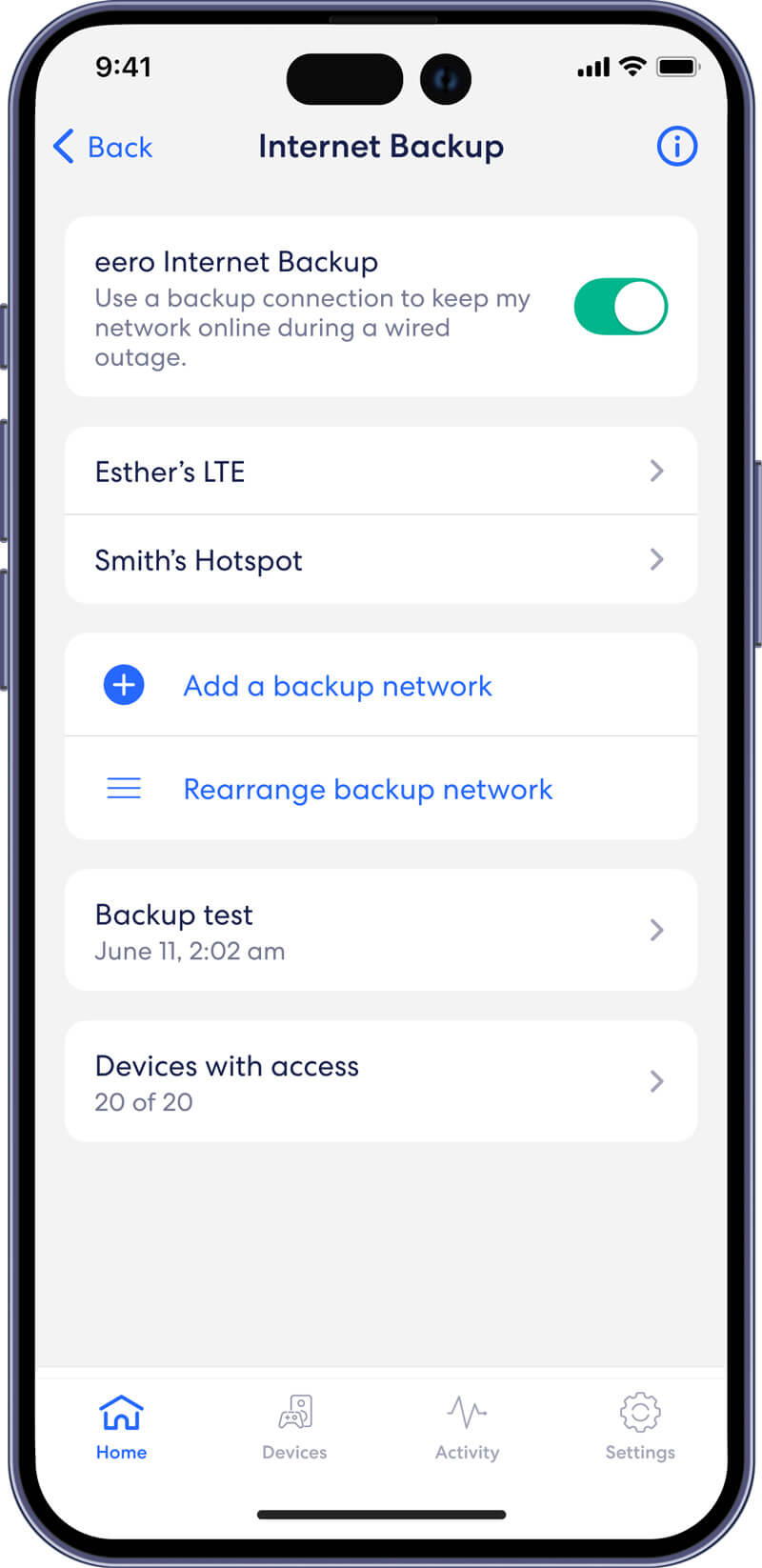 eero Internet Backup setup screen 4