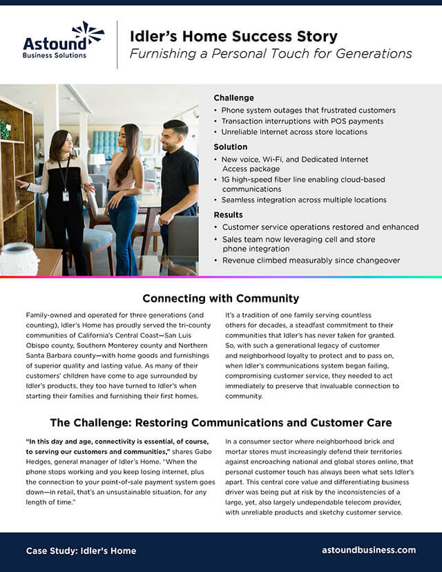 Idlers Home-case study cover: retail assistant helps a couple shopping for home goods.