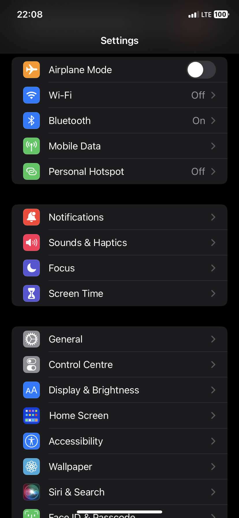 iphone settings