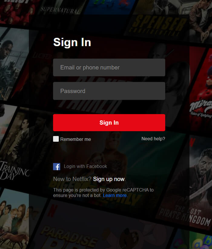 netflix sign in